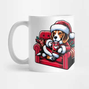 Beagle Dog Drinking Coffee Christmas Mug